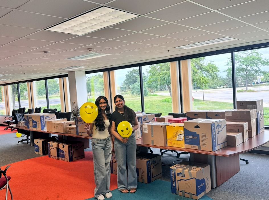 Volunteers at a book packing event